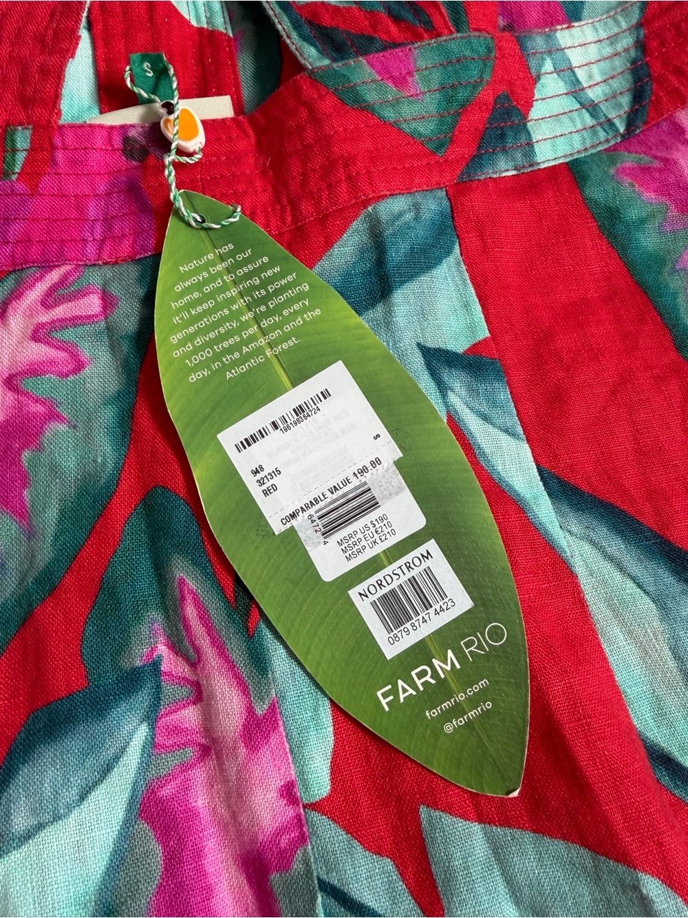 FARM Rio Red Summer Foliage Red Mini Dress NWT - Picture 11 of 12